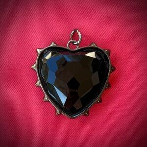 Gothic Grunge Studded Heart Black & Pewter Oversized Pendant